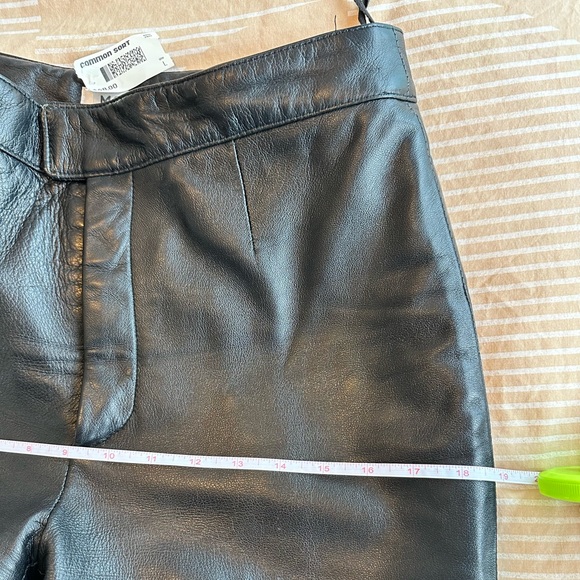 VINTAGE GENUINE LEATHER PANTS High Rise Straight Leg Bootcut Leather Pants - Picture 5 of 8